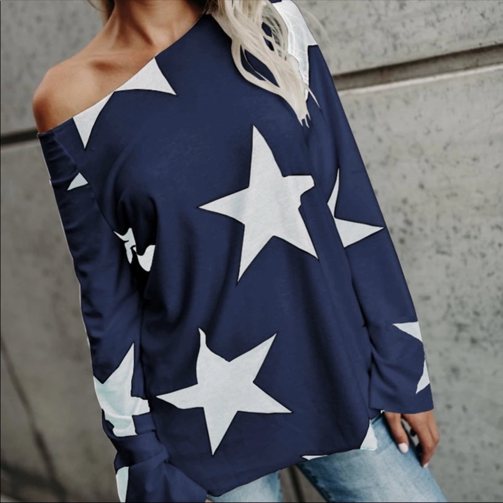 Casual off the shoulder long sleeve top